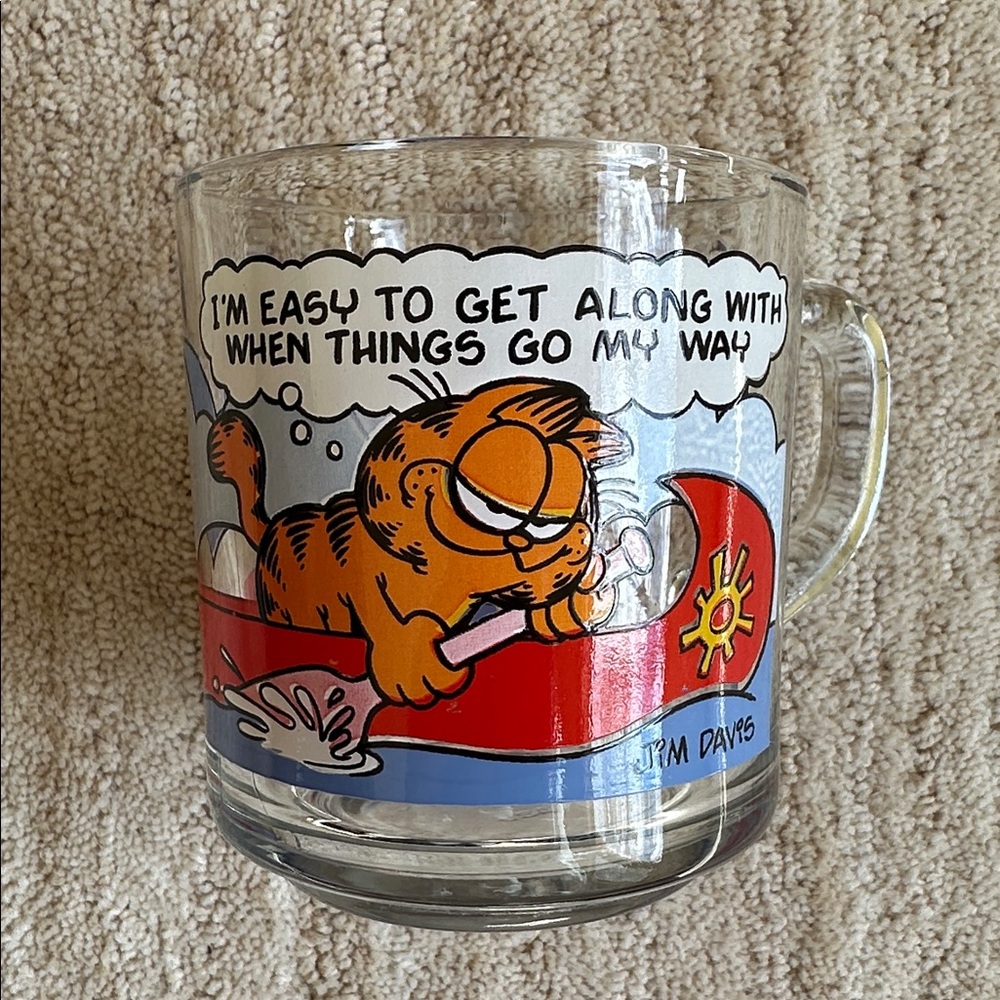 Set 3 McDonalds Garfield 1978 Clear Glass Mugs Cups Jim Davis Vintage McDonalds - Picture 4 of 16